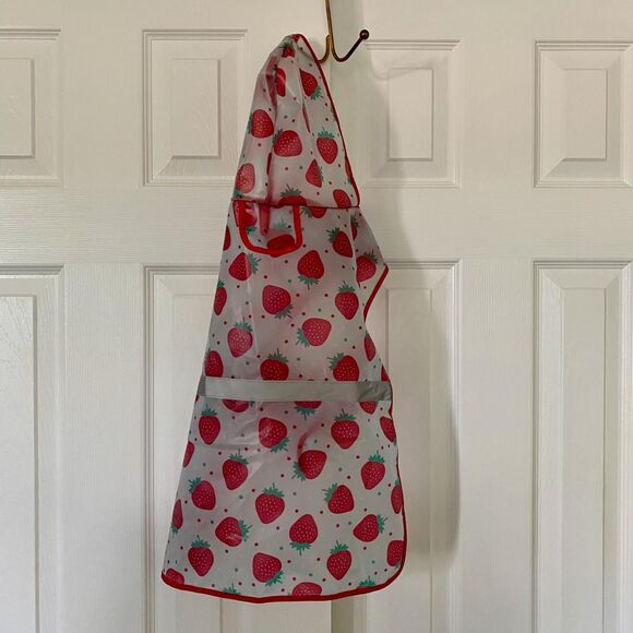 Adorable Red Clear Strawberry Dog Puppy Raincoat / Rain Jacket Size M - Picture 1 of 5
